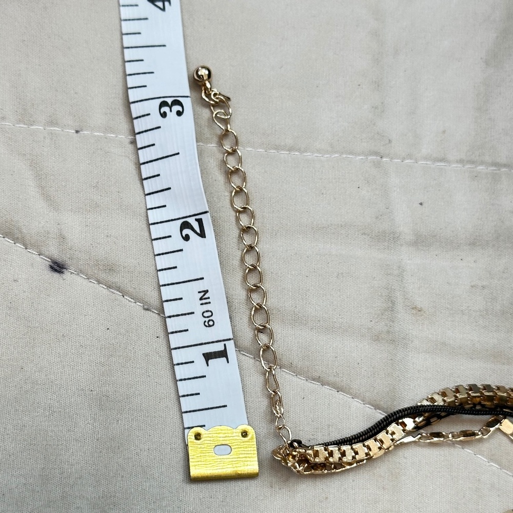 Gold Tone & Black 4 Strand Chain Bracelet/Chocker. EUC - Picture 8 of 14